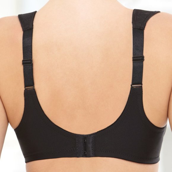 Glamorise 38D NATURAL-WIRE Demi Bra Stretch-Back WIDE~CUSHIONED~STRAPS Black NEW - Picture 2 of 12